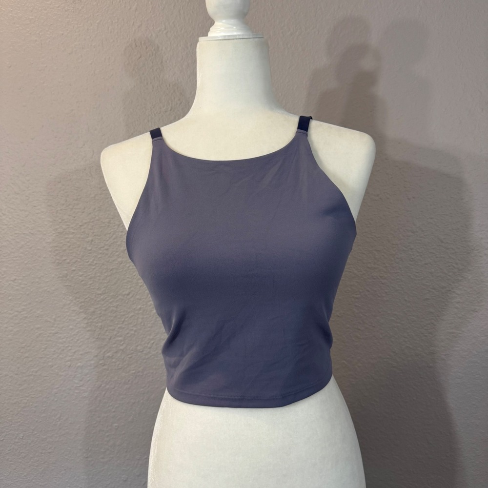 Athleta Size S Purple High Neck Built-in Shelf Bra Crop Tank Top 981003-01